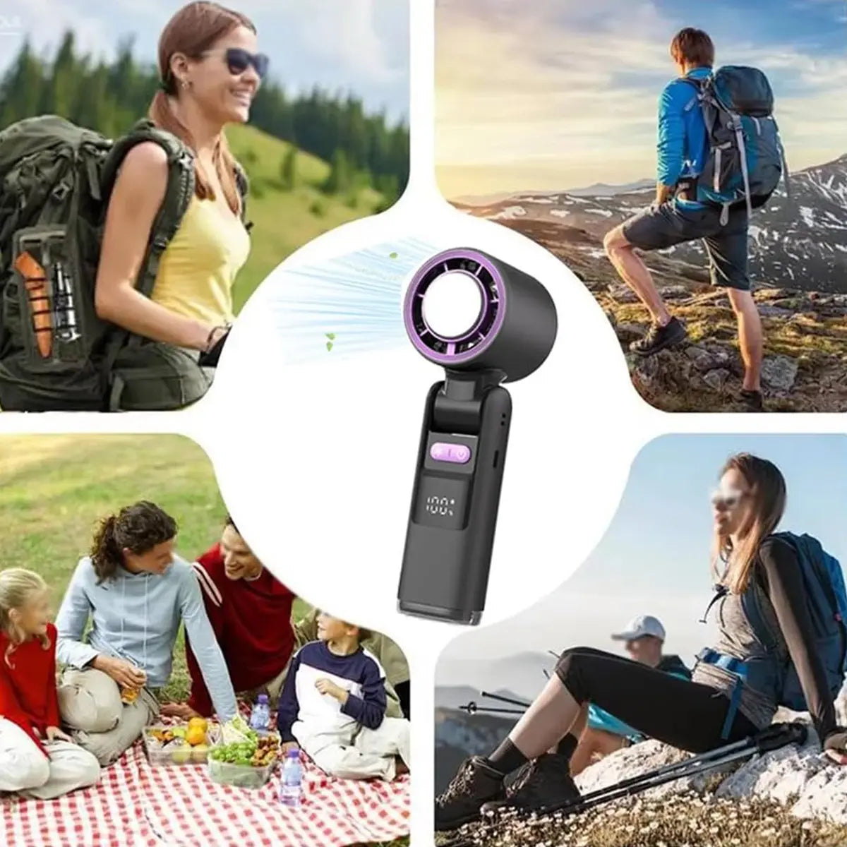 High-Speed Portable Handheld Fan with 199 Adjustable Levels, Foldable Design for Summer Travel and Outdoor Activities