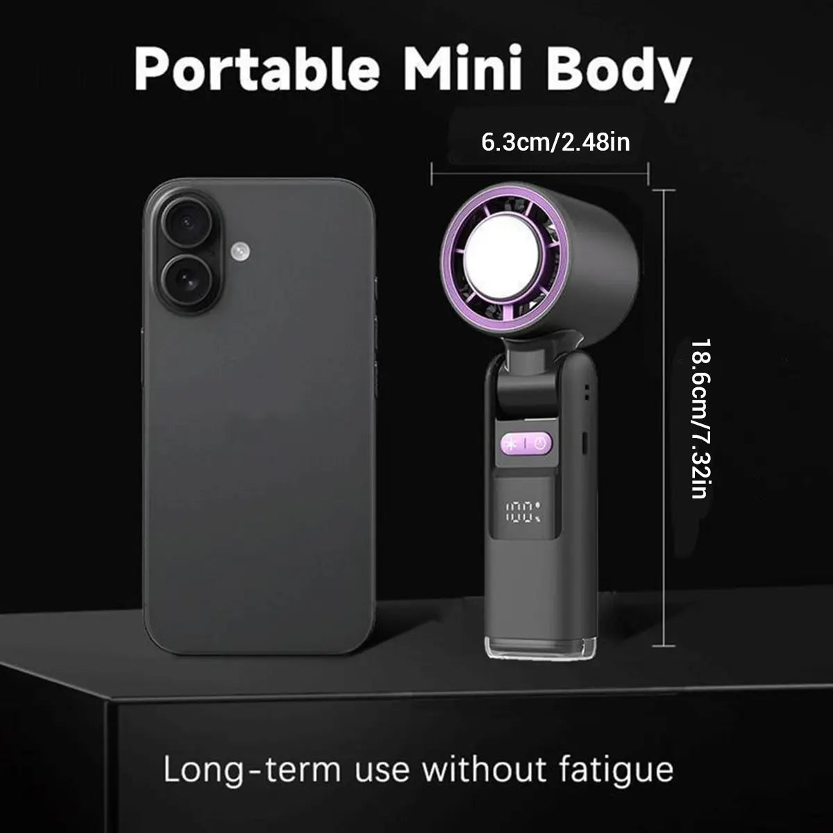 High-Speed Portable Handheld Fan with 199 Adjustable Levels, Foldable Design for Summer Travel and Outdoor Activities
