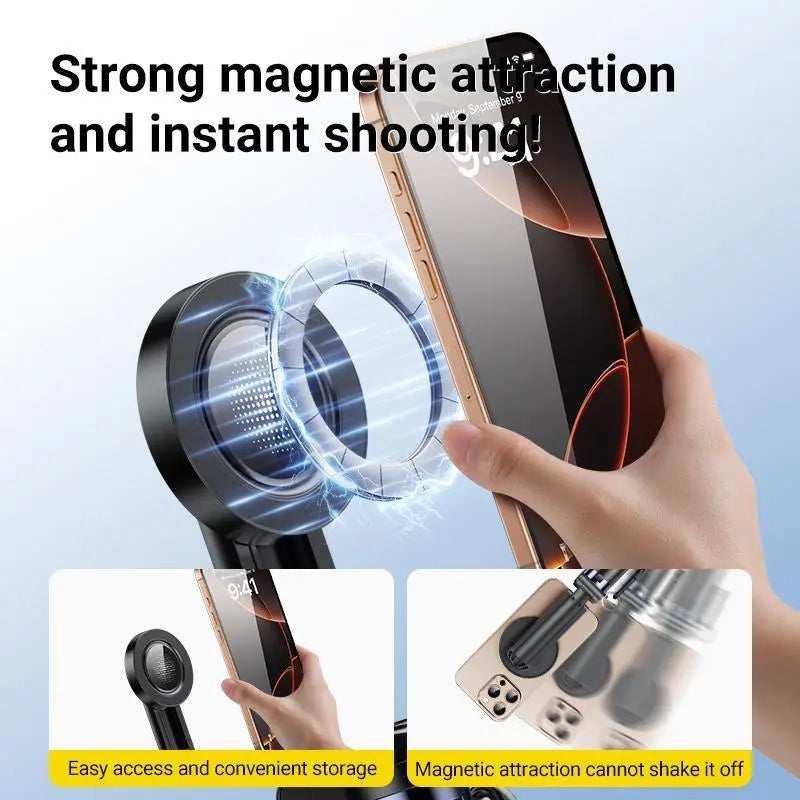 2026 Multifunctional 3-In-1 Magnetic Mini Selfie Stick with 360° Rotation, Wireless Bluetooth Control, and Magnetic Phone Holder for Selfies, Video Recording, and Vlogging - Compatible with Most Phones and Stabilizer Cameras