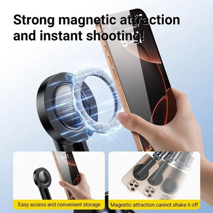 2026 Multifunctional 3-In-1 Magnetic Mini Selfie Stick with 360° Rotation, Wireless Bluetooth Control, and Magnetic Phone Holder for Selfies, Video Recording, and Vlogging - Compatible with Most Phones and Stabilizer Cameras